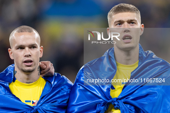 Mykhailo Mudryk and Artem Dovbyk  during the  UEFA Nations League 2024 League B Group B1 match between Ukraine and Czechia , at the Tarczyns...