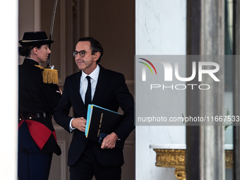 Interior Minister Bruno Retailleau is at the Elysee Palace for the Council of Ministers in Paris, France, on October 15, 2024. (