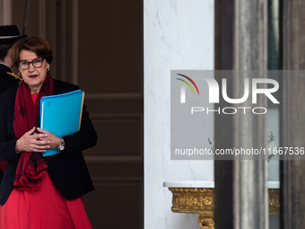 Annie Genevard, Minister for Agriculture, Food Sovereignty and Forestry, is at the Elysee Palace for the Council of Ministers in Paris, Fran...