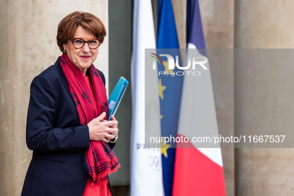 Annie Genevard, Minister for Agriculture, Food Sovereignty and Forestry, is at the Elysee Palace for the Council of Ministers in Paris, Fran...