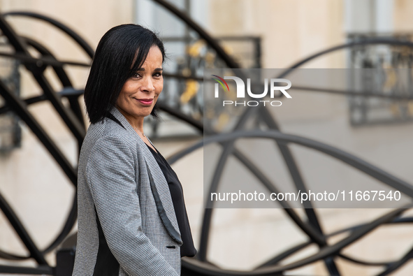 Salima Saa, Secretary of State to the Minister for Solidarity, Autonomy, and Equality between Women and Men, is at the Elysee Palace for the...