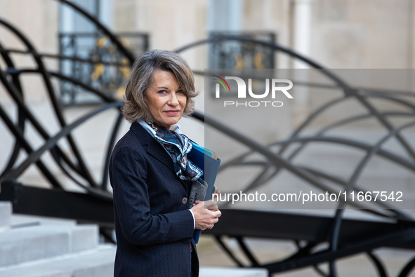 Anne Genetet, Minister of Education, is at the Elysee Palace for the Council of Ministers in Paris, France, on October 15, 2024. 