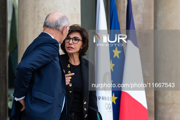 Rachida Dati, Minister of Culture, is at the Elysee Palace for the Council of Ministers in Paris, France, on October 15, 2024. 