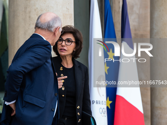 Rachida Dati, Minister of Culture, is at the Elysee Palace for the Council of Ministers in Paris, France, on October 15, 2024. (