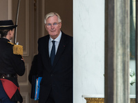 Prime Minister Michel Barnier is at the Elysee Palace for the Council of Ministers in Paris, France, on October 15, 2024. (