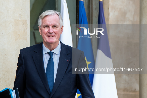 Prime Minister Michel Barnier is at the Elysee Palace for the Council of Ministers in Paris, France, on October 15, 2024. 