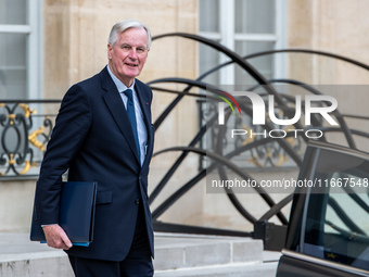 Prime Minister Michel Barnier is at the Elysee Palace for the Council of Ministers in Paris, France, on October 15, 2024. (