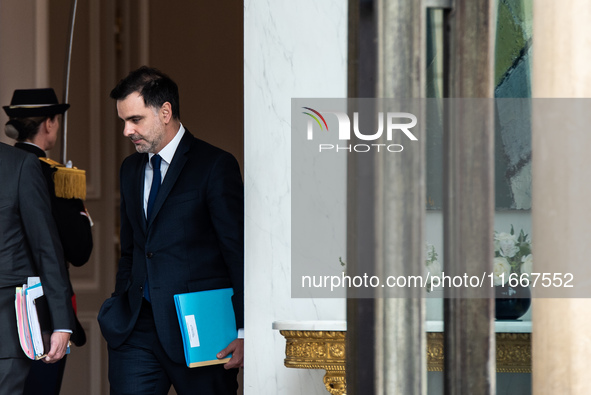 Laurent Saint-Martin, Minister attached to the Prime Minister responsible for the Budget and Public Accounts, is at the Elysee Palace for th...