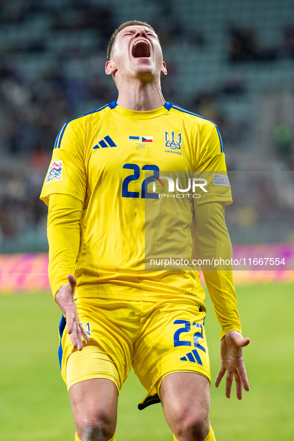 Mykola Matviyenko is playing during the  UEFA Nations League 2024 League B Group B1 match between Ukraine and Czechia , at the Tarczynski Ar...