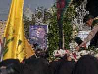 A banner features a portrait of Abbas Nilforoushan, a commander of the Islamic Revolutionary Guard Corps' (IRGC) Quds Force, who is killed i...