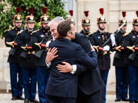 President of the French Republic Emmanuel Macron receives Lithuanian President Gitanas Nauseda at the Elysee Palace in Paris, France, on Oct...