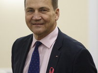 Polish Minister of Foreign Affairs Radoslaw Sikorski looks on as he arrives at the weekly ministerial meeting in Warsaw, Poland, on October...