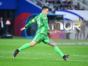 In Qingdao, China, on October 15, 2024, a photo shows Chinese soccer players during their match against Indonesia at home in the 4th round o...