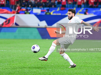 In Qingdao, China, on October 15, 2024, a photo shows Chinese soccer players during their match against Indonesia at home in the 4th round o...