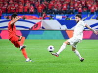 In Qingdao, China, on October 15, 2024, a photo shows Chinese soccer players during their match against Indonesia at home in the 4th round o...