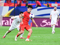 In Qingdao, China, on October 15, 2024, a photo shows Chinese soccer players during their match against Indonesia at home in the 4th round o...