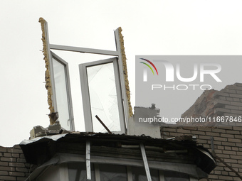 The apartment block in Vokzalna Square, Dnipro, Ukraine, is being dismantled on October 14, 2024. A Russian missile hit this location on Apr...