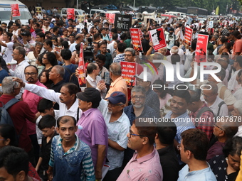 Doctors and citizens shout slogans during a protest carnival, the ''Droho carnival,'' demanding that India's West Bengal state government pr...