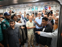 Passengers are able to board the metro rail from the Mirpur-10 station in Dhaka, Bangladesh, on October 15, 2024. The Dhaka Mirpur-10 metro...