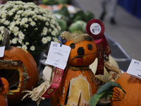 Pumpkin sculptures are on display during the 180th annual Markham Fall Fair in Markham, Ontario, Canada, on October 5, 2024. (