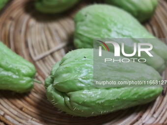 Chayote squash is on display during the 180th annual Markham Fall Fair in Markham, Ontario, Canada, on October 5, 2024. (