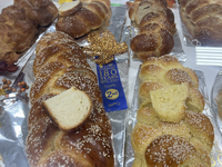 Prize-winning challah bread is on display during the 180th annual Markham Fall Fair in Markham, Ontario, Canada, on October 5, 2024. (