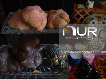 A view of Pan de Muerto in front of an offering in Mexico City, Mexico, on the eve of the Day of the Dead. According to historical documents...