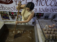 Chocolate mix is used to make and sell chocolate skulls in Mexico City, Mexico, on the eve of Day of the Dead. Sugar skulls are made from al...