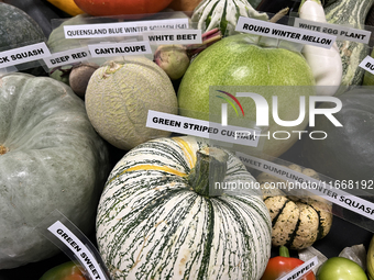 Vegetables are on display during the 180th annual Markham Fall Fair in Markham, Ontario, Canada, on October 5, 2024. (