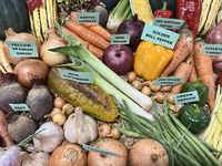 Vegetables are on display during the 180th annual Markham Fall Fair in Markham, Ontario, Canada, on October 5, 2024. (