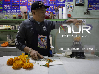 Pulque is prepared from Cempasuchil flower petals in Mexico City, Mexico, on the eve of the Day of the Dead. Pulque is an alcoholic beverage...