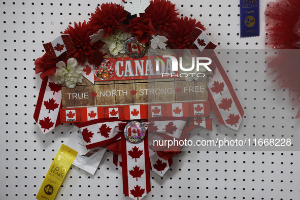 Handmade wreaths are on display during the 180th annual Markham Fall Fair in Markham, Ontario, Canada, on October 5, 2024. 