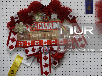 Handmade wreaths are on display during the 180th annual Markham Fall Fair in Markham, Ontario, Canada, on October 5, 2024. (