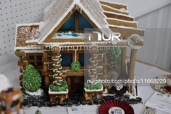 Gingerbread houses are on display during the 180th annual Markham Fall Fair in Markham, Ontario, Canada, on October 5, 2024. 