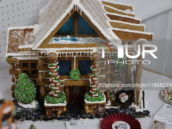 Gingerbread houses are on display during the 180th annual Markham Fall Fair in Markham, Ontario, Canada, on October 5, 2024. (