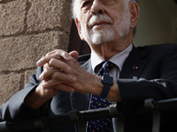 US director Francis Ford Coppola admires the view from a balcony of the Capitole Palace overlooking the Roman Forum during the 19th Rome Fil...