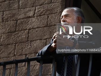 US director Francis Ford Coppola admires the view from a balcony of the Capitole Palace overlooking the Roman Forum during the 19th Rome Fil...