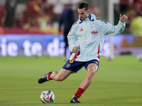 Fabian Ruiz of Spain hits the ball during the UEFA Nations League 2024/25 League A Group A4 match between Spain and Serbia at Nuevo Arcangel...