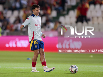 Martin Zubimendi of Spain passes the ball during the UEFA Nations League 2024/25 League A Group A4 match between Spain and Serbia at Nuevo A...