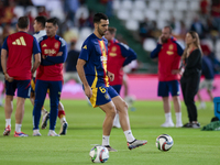 Mikel Merino of Spain passes the ball during the UEFA Nations League 2024/25 League A Group A4 match between Spain and Serbia at Nuevo Arcan...