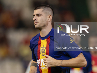 Alvaro Morata of Spain is in action during the UEFA Nations League 2024/25 League A Group A4 match between Spain and Serbia at Nuevo Arcange...