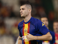 Alvaro Morata of Spain is in action during the UEFA Nations League 2024/25 League A Group A4 match between Spain and Serbia at Nuevo Arcange...