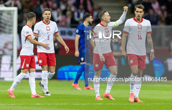 Piotr Zielinski , goal celebration during UEFA Nations League match Poland vs Croatia in Warsaw Poland on 15 October 2024. 