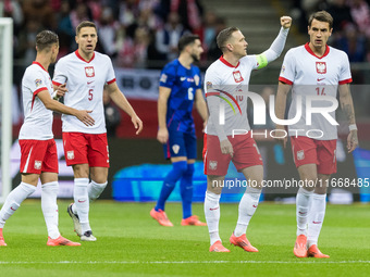 Piotr Zielinski , goal celebration during UEFA Nations League match Poland vs Croatia in Warsaw Poland on 15 October 2024. (