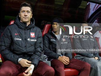 Robert Lewandowski , Maximillian Oyedele , Bartosz Kapustka  during UEFA Nations League match Poland vs Croatia in Warsaw Poland on 15 Octob...