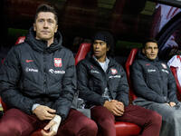 Robert Lewandowski , Maximillian Oyedele , Bartosz Kapustka  during UEFA Nations League match Poland vs Croatia in Warsaw Poland on 15 Octob...