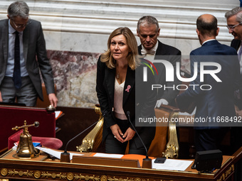 Yael Braun-Pivet is the President of the General Assembly of the French Parliament in Paris, France, on October 15, 2024. (