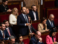 Sebastien Chenu, a far-right MP for the Rassemblement National, is in the General Assembly of the French Parliament in Paris, France, on Oct...