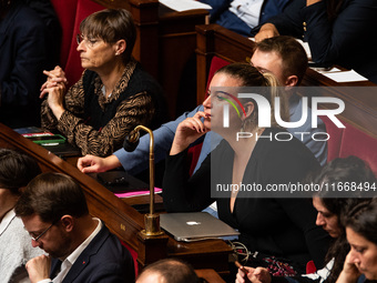 Mathilde Panot is the group leader of La France Insoumise in the French Parliament in Paris, France, on October 15, 2024. (