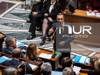 Interior Minister Bruno Retailleau is in Parliament in Paris, France, on October 15, 2024. (